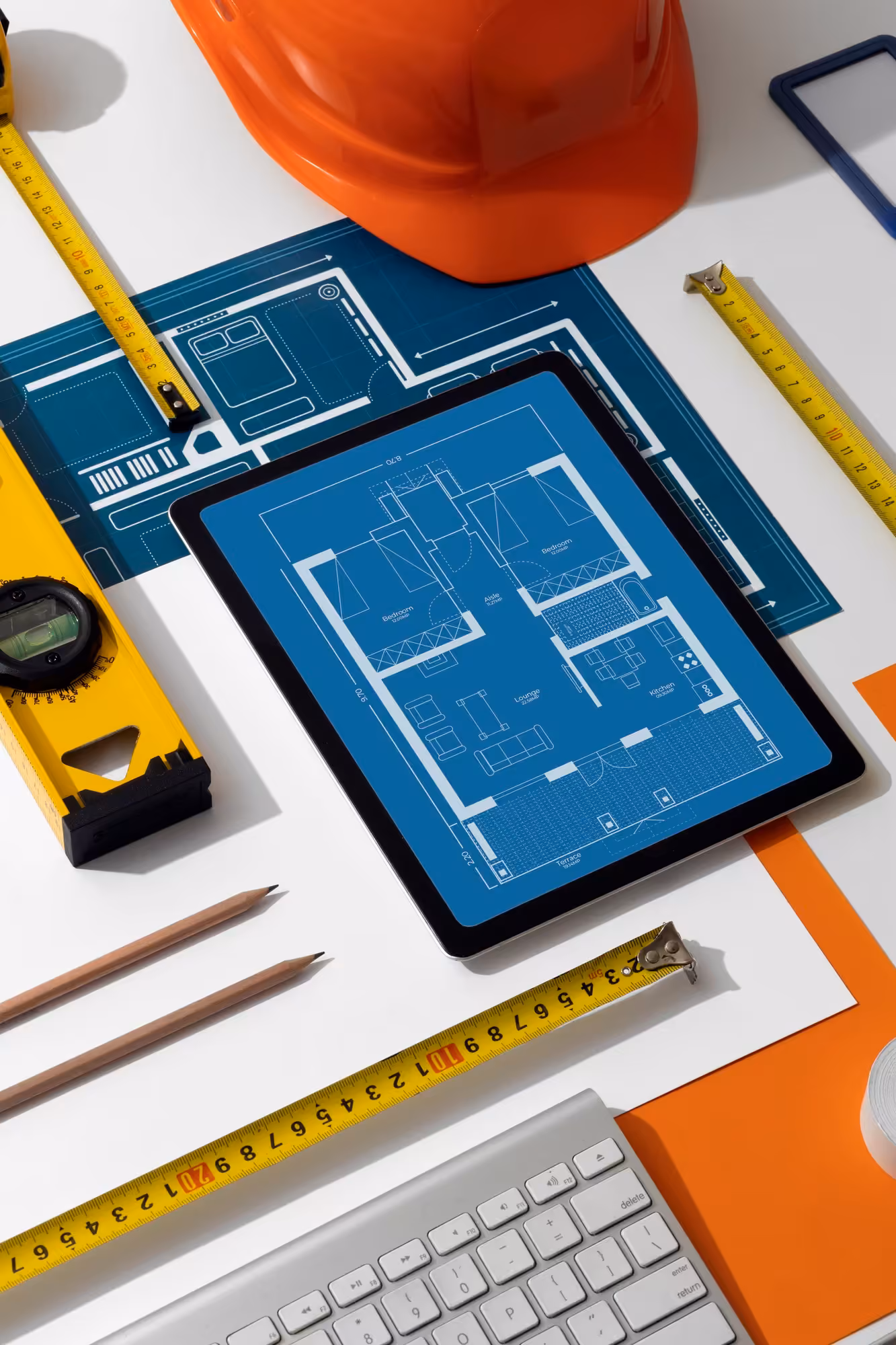 Architectural electrical wiring blueprint for residential home